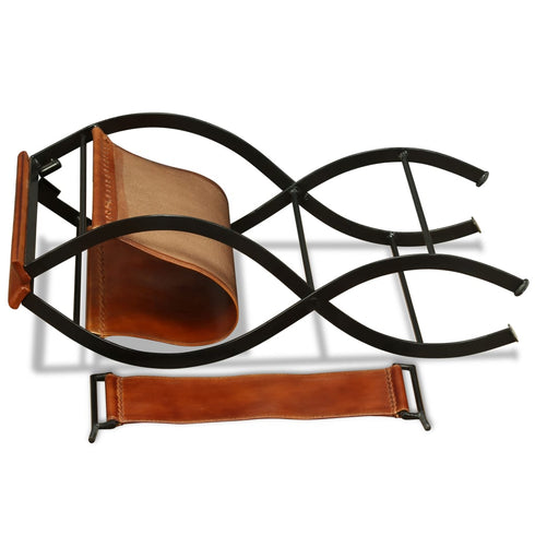 Swen Studio -  Folding Chairs 2 pcs Black and Brown Real Leather